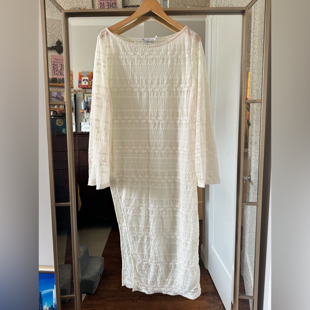 New York and company white lace sheer top XXL like new condition